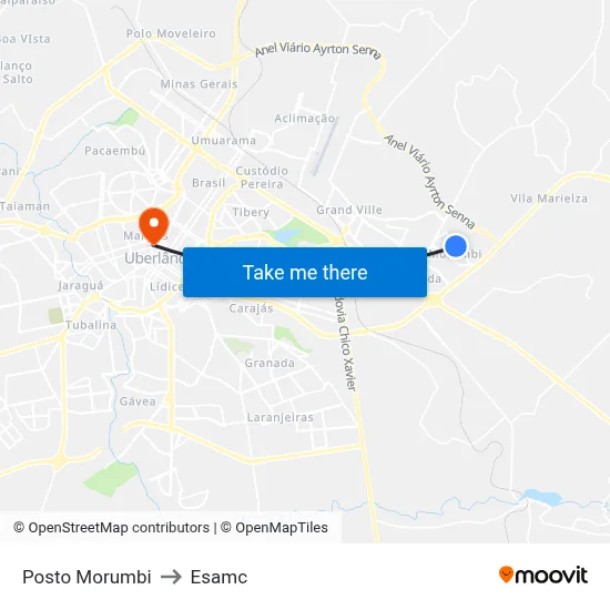 Posto Morumbi to Esamc map