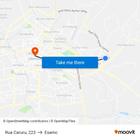 Rua Caruru, 223 to Esamc map