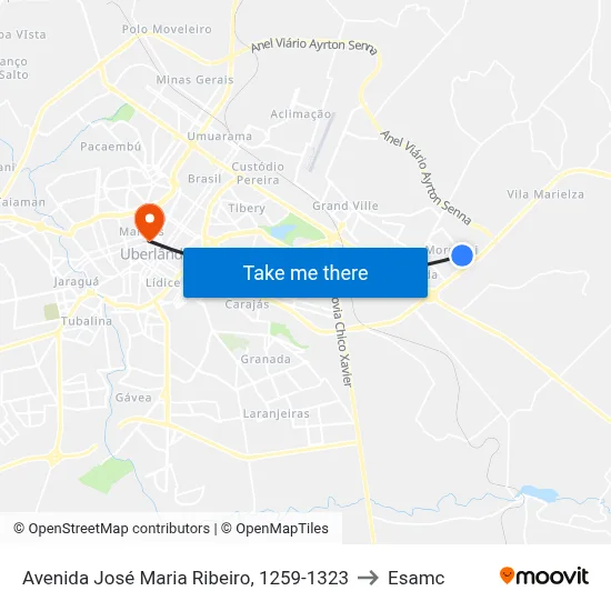 Avenida José Maria Ribeiro, 1259-1323 to Esamc map