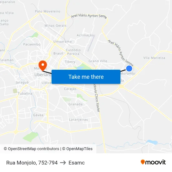 Rua Monjolo, 752-794 to Esamc map