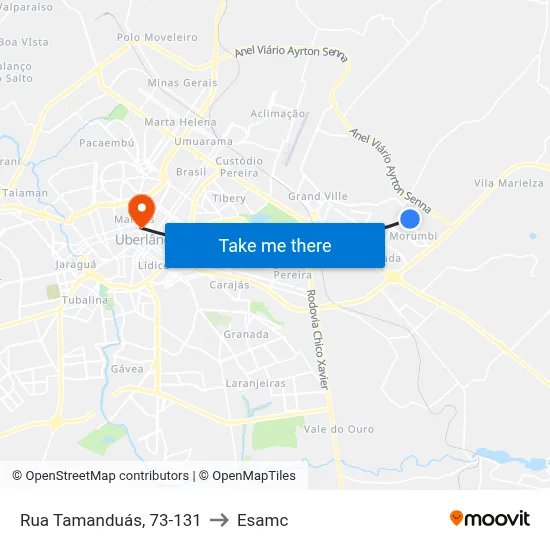 Rua Tamanduás, 73-131 to Esamc map