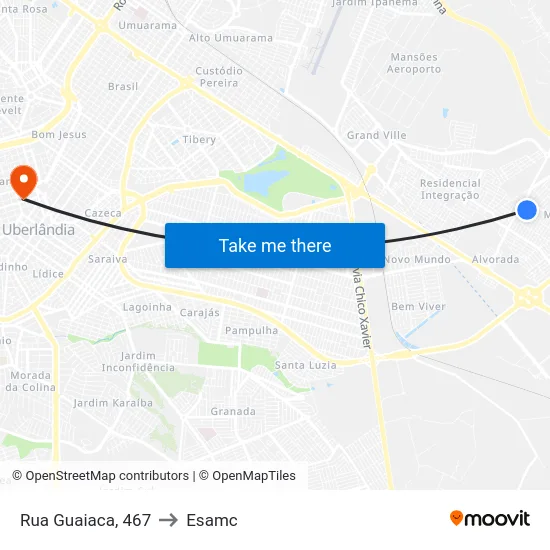 Rua Guaiaca, 467 to Esamc map