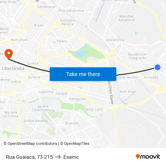 Rua Guaiaca, 73-215 to Esamc map
