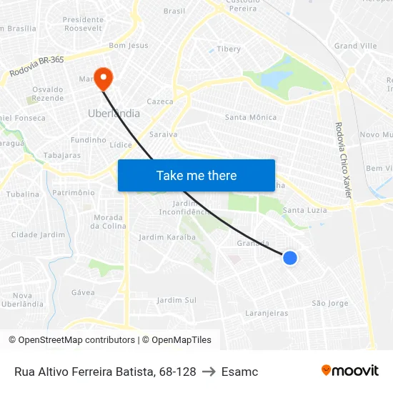 Rua Altivo Ferreira Batista, 68-128 to Esamc map