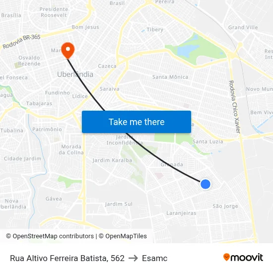Rua Altivo Ferreira Batista, 562 to Esamc map