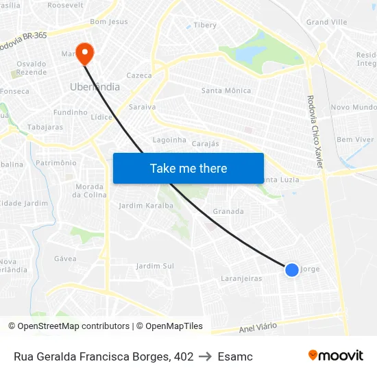 Rua Geralda Francisca Borges, 402 to Esamc map