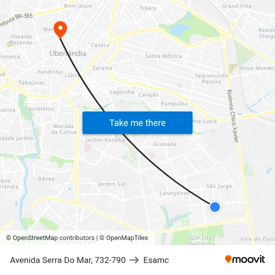 Avenida Serra Do Mar, 732-790 to Esamc map