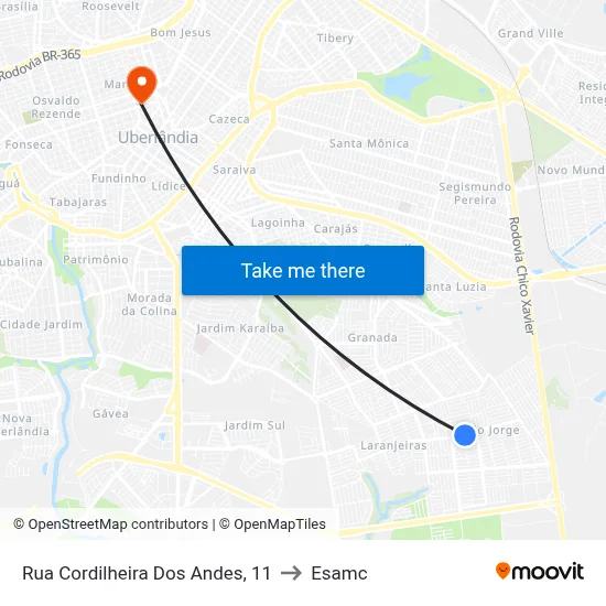 Rua Cordilheira Dos Andes, 11 to Esamc map
