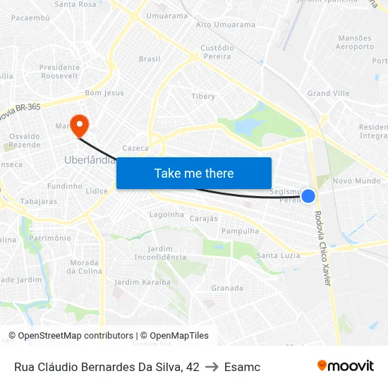 Rua Cláudio Bernardes Da Silva, 42 to Esamc map