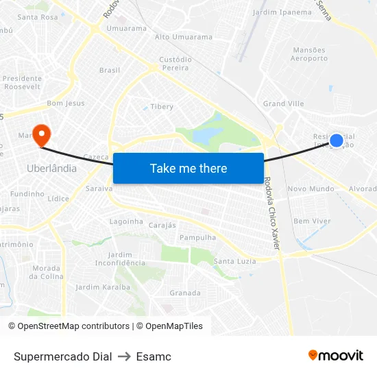 Supermercado Dial to Esamc map