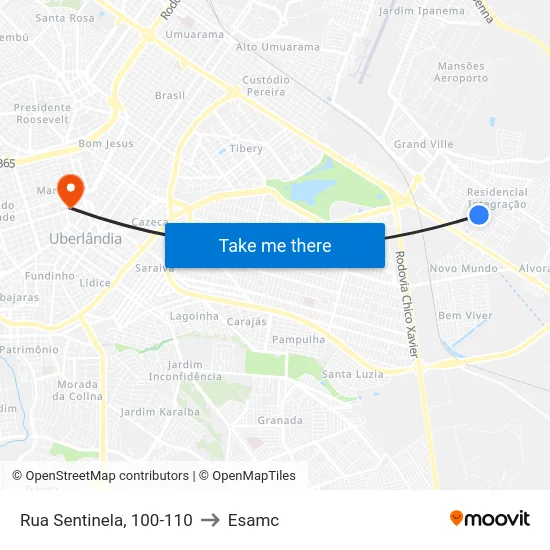 Rua Sentinela, 100-110 to Esamc map