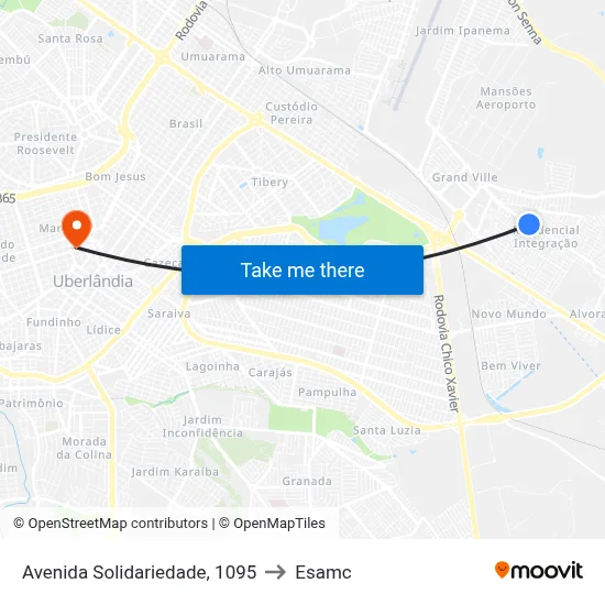 Avenida Solidariedade, 1095 to Esamc map