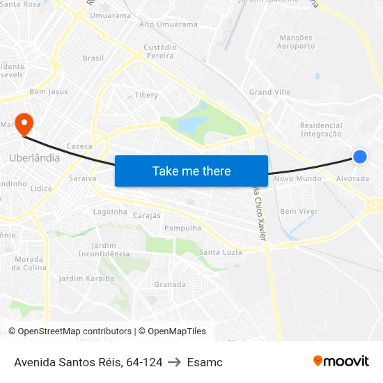 Avenida Santos Réis, 64-124 to Esamc map