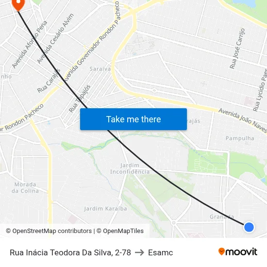 Rua Inácia Teodora Da Silva, 2-78 to Esamc map