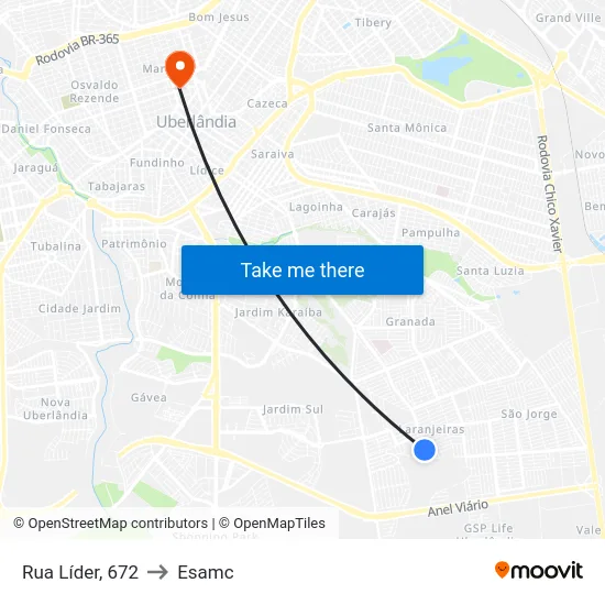 Rua Líder, 672 to Esamc map