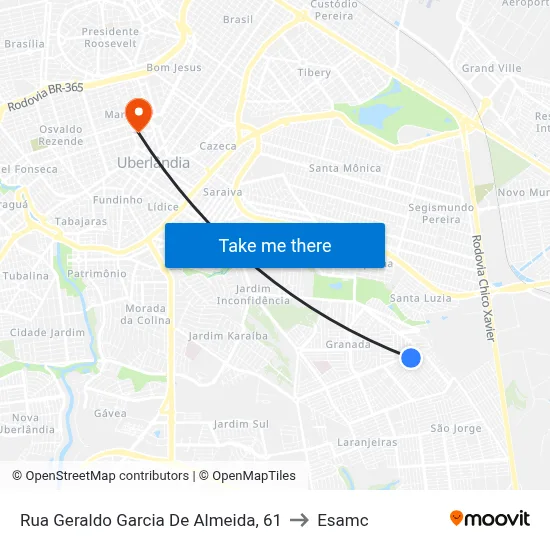 Rua Geraldo Garcia De Almeida, 61 to Esamc map