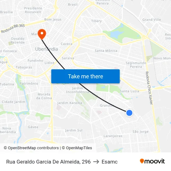 Rua Geraldo Garcia De Almeida, 296 to Esamc map