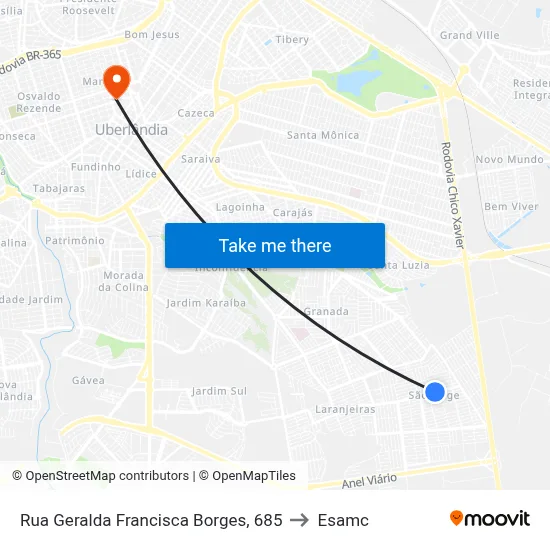 Rua Geralda Francisca Borges, 685 to Esamc map
