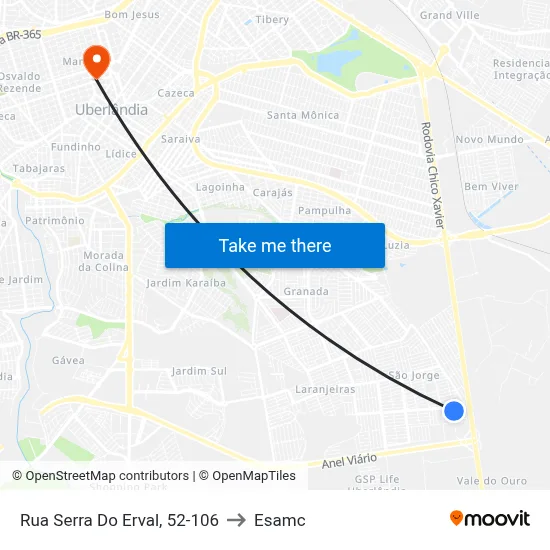 Rua Serra Do Erval, 52-106 to Esamc map
