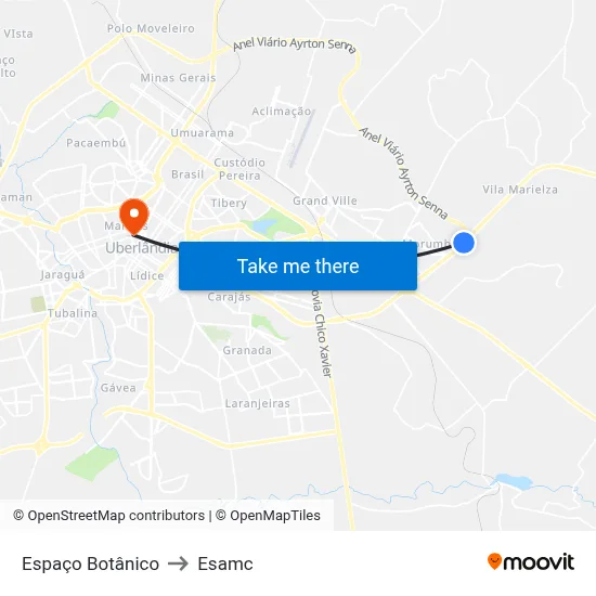 Espaço Botânico to Esamc map