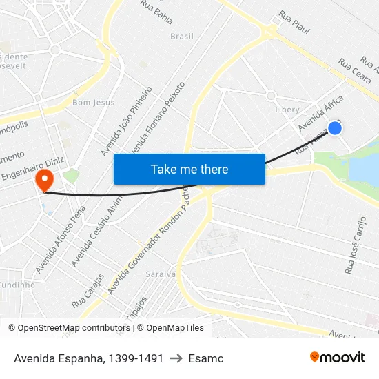 Avenida Espanha, 1399-1491 to Esamc map