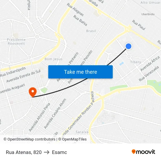 Rua Atenas, 820 to Esamc map