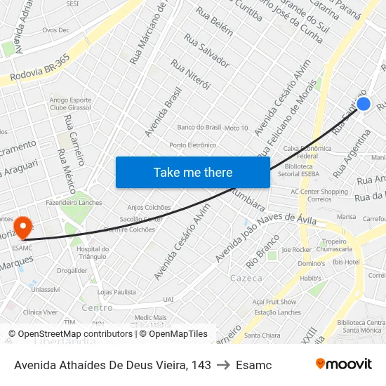 Avenida Athaídes De Deus Vieira, 143 to Esamc map