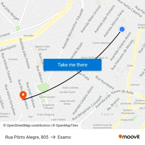 Rua Pôrto Alegre, 805 to Esamc map