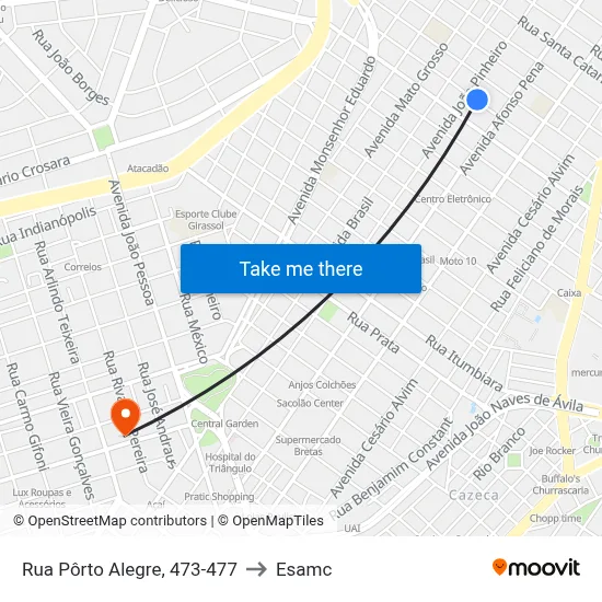 Rua Pôrto Alegre, 473-477 to Esamc map