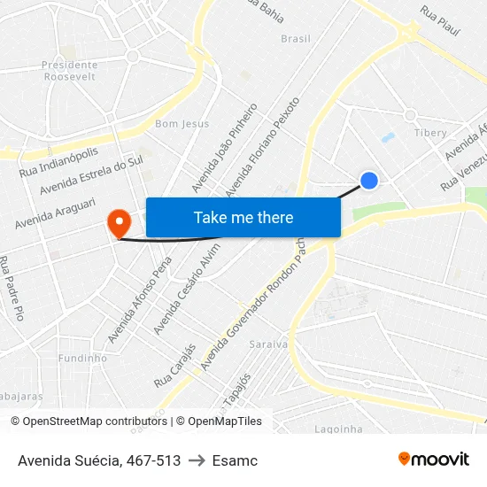 Avenida Suécia, 467-513 to Esamc map