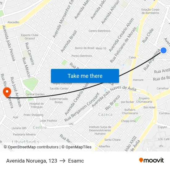 Avenida Noruega, 123 to Esamc map