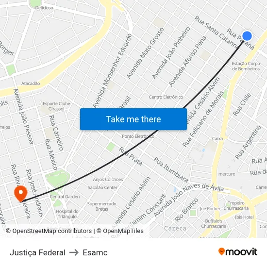 Justiça Federal to Esamc map