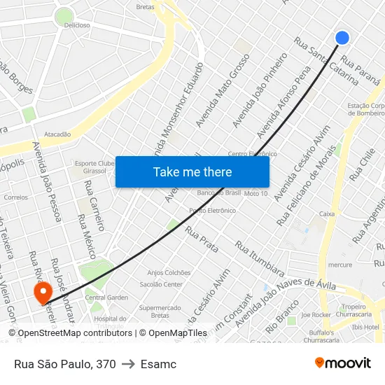 Rua São Paulo, 370 to Esamc map
