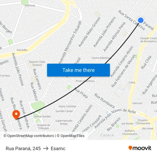 Rua Paraná, 245 to Esamc map