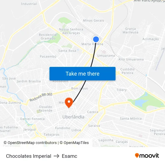 Chocolates Imperial to Esamc map