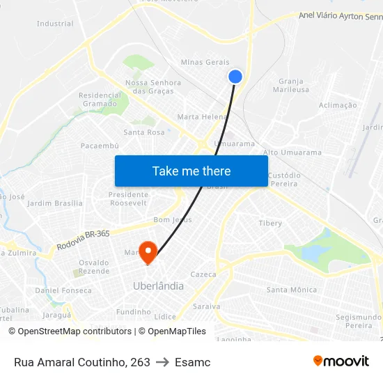 Rua Amaral Coutinho, 263 to Esamc map