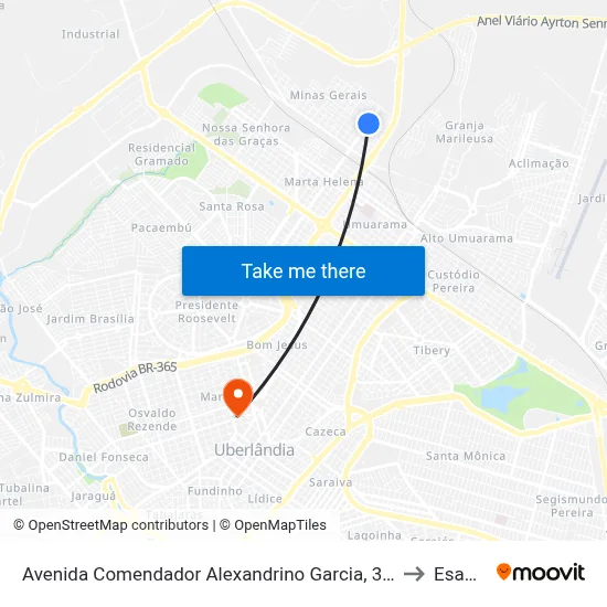 Avenida Comendador Alexandrino Garcia, 3144 to Esamc map