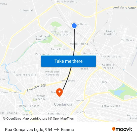Rua Gonçalves Lẹdo, 954 to Esamc map