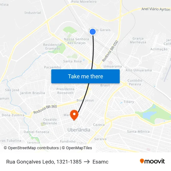 Rua Gonçalves Lẹdo, 1321-1385 to Esamc map