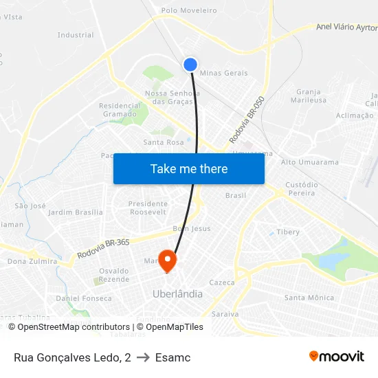 Rua Gonçalves Ledo, 2 to Esamc map