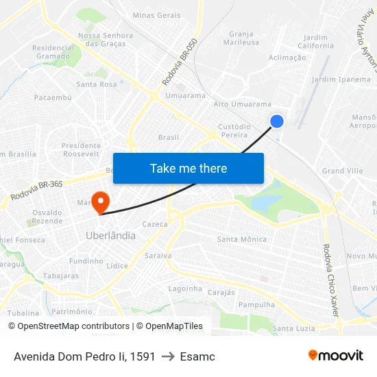 Avenida Dom Pedro Ii, 1591 to Esamc map