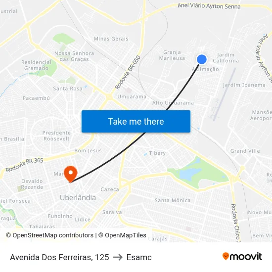 Avenida Dos Ferreiras, 125 to Esamc map