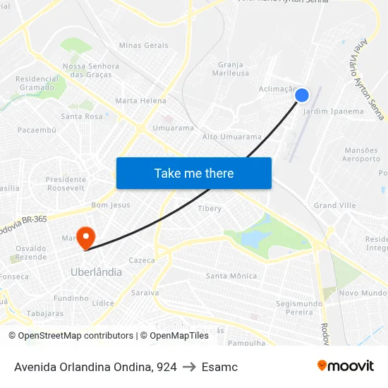 Avenida Orlandina Ondina, 924 to Esamc map