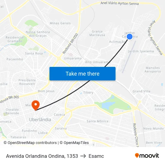 Avenida Orlandina Ondina, 1353 to Esamc map