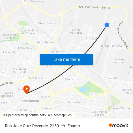 Rua José Cruz Rezende, 2150 to Esamc map