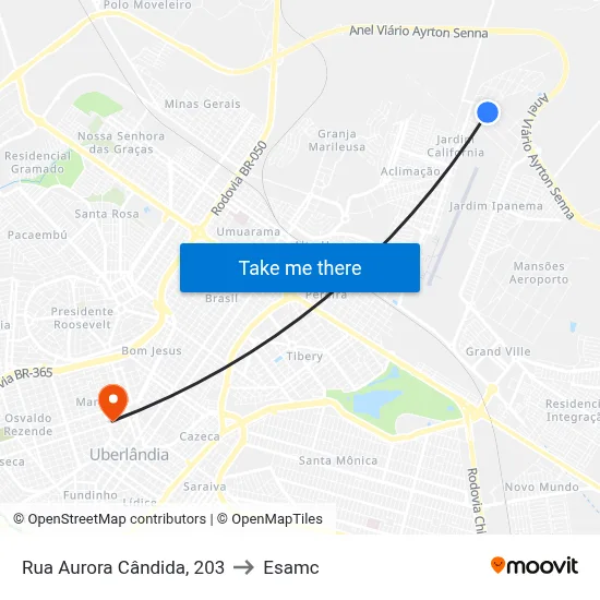 Rua Aurora Cândida, 203 to Esamc map