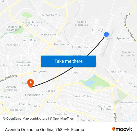 Avenida Orlandina Ondina, 768 to Esamc map