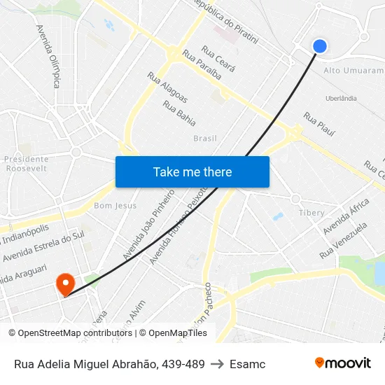 Rua Adelia Miguel Abrahão, 439-489 to Esamc map
