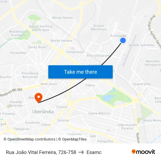 Rua João Vital Ferreira, 726-758 to Esamc map