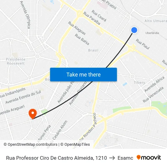 Rua Professor Ciro De Castro Almeida, 1210 to Esamc map